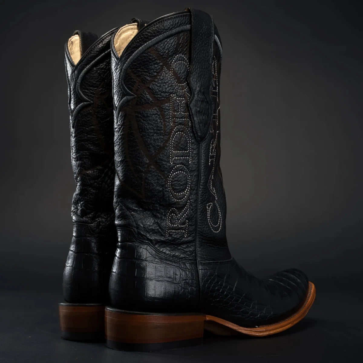 Rodeo Cartie Men's Denver Caiman Belly Tribute Boot–Midnight - OriginalWestern.com