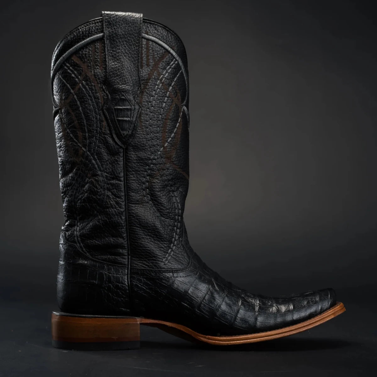 Rodeo Cartie Men's Denver Caiman Belly Tribute Boot–Midnight - OriginalWestern.com