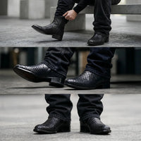 Rodeo Cartie Men's Gala Python Oval Toe Roper Boots with Zipper – Black - OriginalWestern.com
