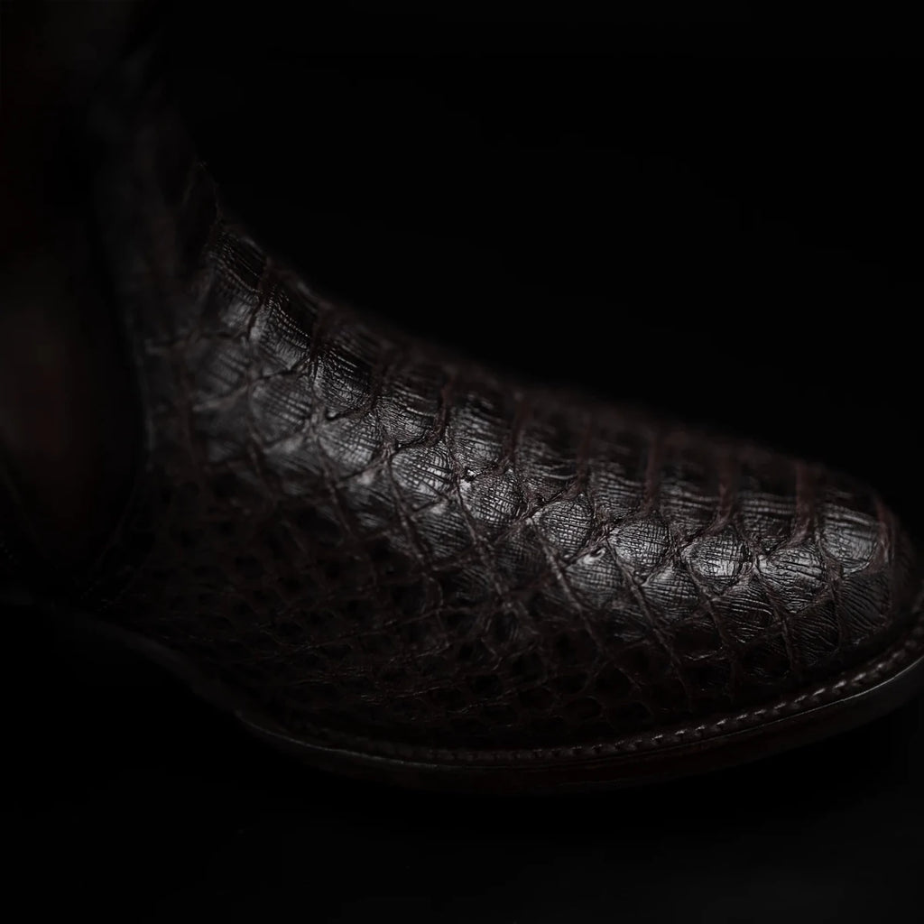 Rodeo Cartie Men's Gala Python Oval Toe Roper Boots with Zipper – Brown - OriginalWestern.com