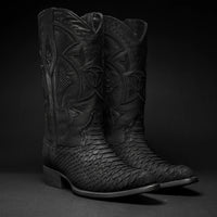 Rodeo Cartie Men”s J Phyton Original Exotic Cowboy Western Boot–Black Matte - OriginalWestern.com
