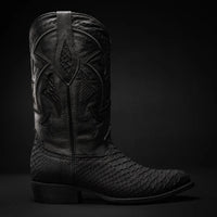 Rodeo Cartie Men”s J Phyton Original Exotic Cowboy Western Boot–Black Matte - OriginalWestern.com