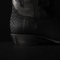 Rodeo Cartie Men”s J Phyton Original Exotic Cowboy Western Boot–Black Matte - OriginalWestern.com