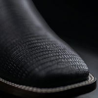 Rodeo Cartie Men”s Mamba Lizard Tribute Cowboy Ankle Square Toe Boot–Black - OriginalWestern.com