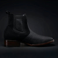 Rodeo Cartie Men”s Mamba Lizard Tribute Cowboy Ankle Square Toe Boot–Black - OriginalWestern.com