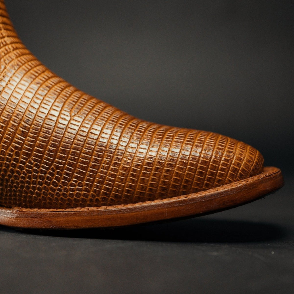 Rodeo Cartie Men”s Mamba Lizard Tribute Cowboy Ankle Square Toe Boot–Sunlit Sand - OriginalWestern.com