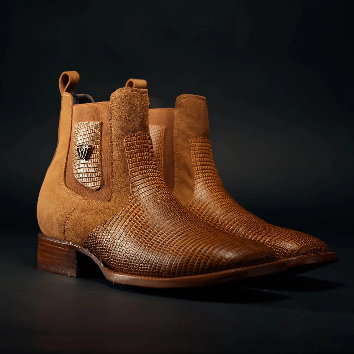 Rodeo Cartie Men”s Mamba Lizard Tribute Cowboy Ankle Square Toe Boot–Sunlit Sand - OriginalWestern.com