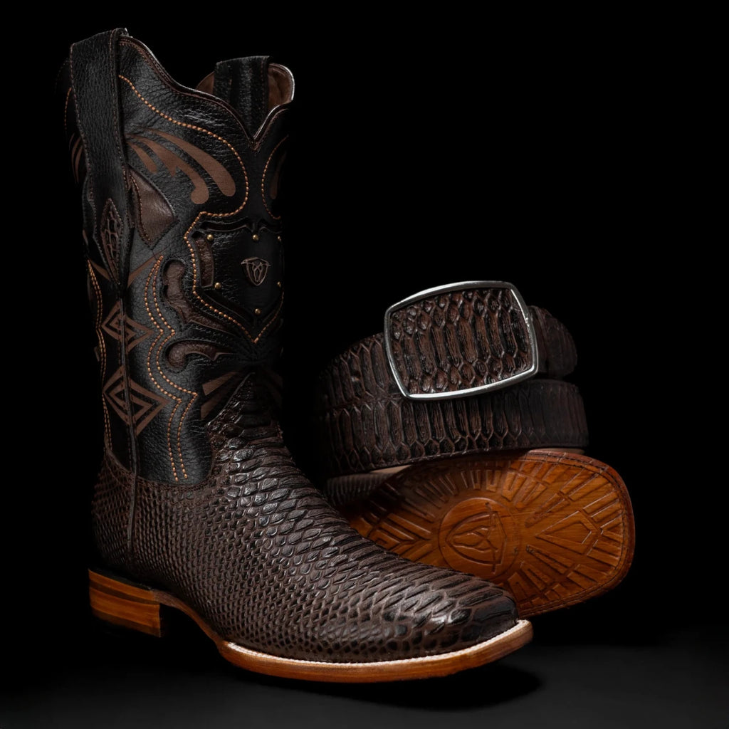Rodeo Cartie Men”s Mamba Phyton Tribute Boot–Belt Combo–Tobacco - OriginalWestern.com