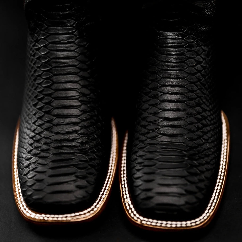 Rodeo Cartie Men”s Mamba Phyton Tribute Square Toe Boot – Black - OriginalWestern.com