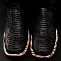 Rodeo Cartie Men”s Mamba Phyton Tribute Square Toe Boot – Black - OriginalWestern.com
