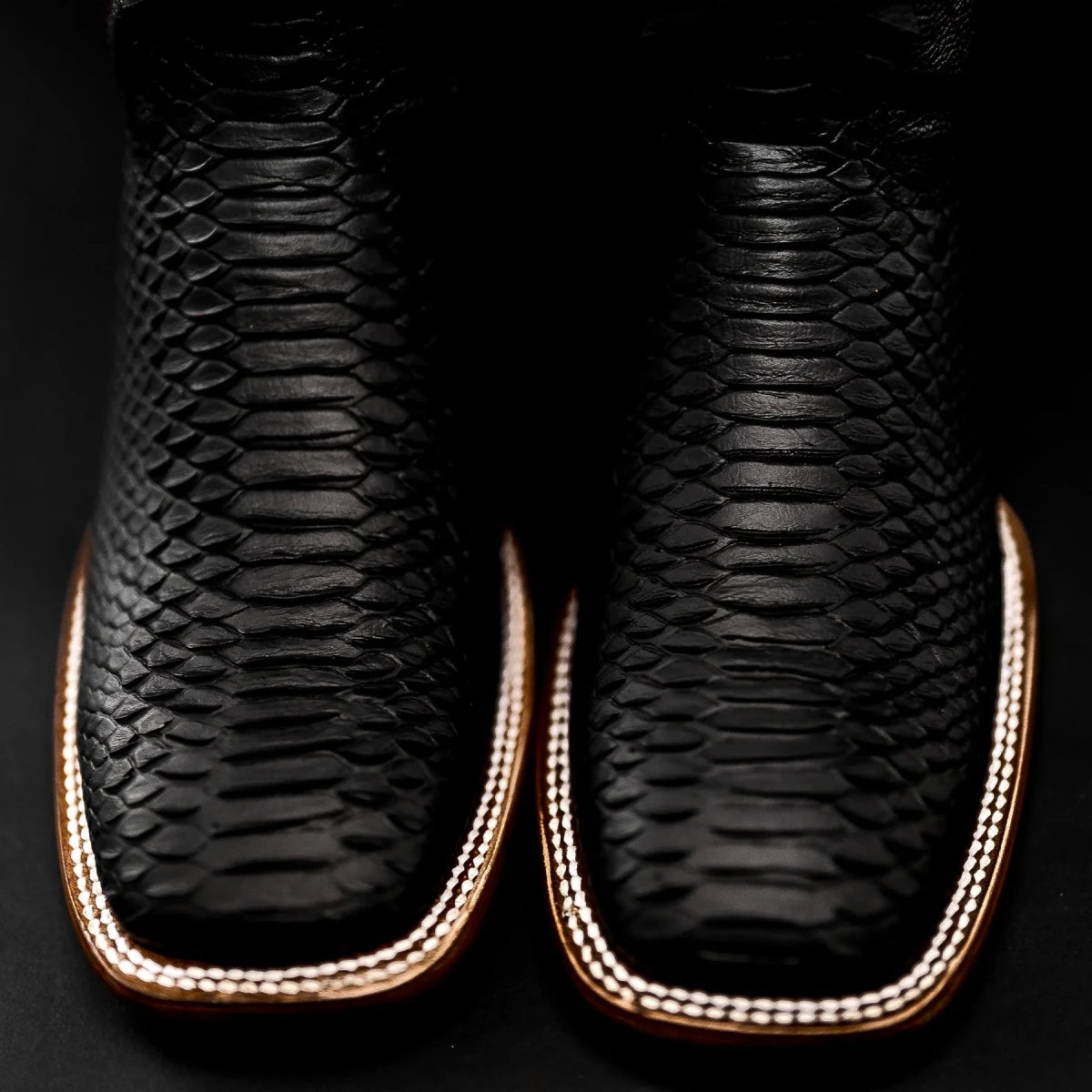 Rodeo Cartie Men”s Mamba Phyton Tribute Square Toe Boot – Black - OriginalWestern.com