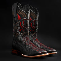 Rodeo Cartie Men”s Mamba Phyton Tribute Square Toe Boot–Red Venom - OriginalWestern.com