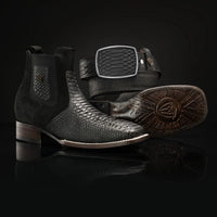 Rodeo Cartie Men”s Mamba Strike Phyton Square Toe Boot–Belt Combo Black - OriginalWestern.com