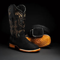 Rodeo Cartie Men”s Mamba Strike Phyton Square Toe Boot–Belt Combo–Midnight - OriginalWestern.com