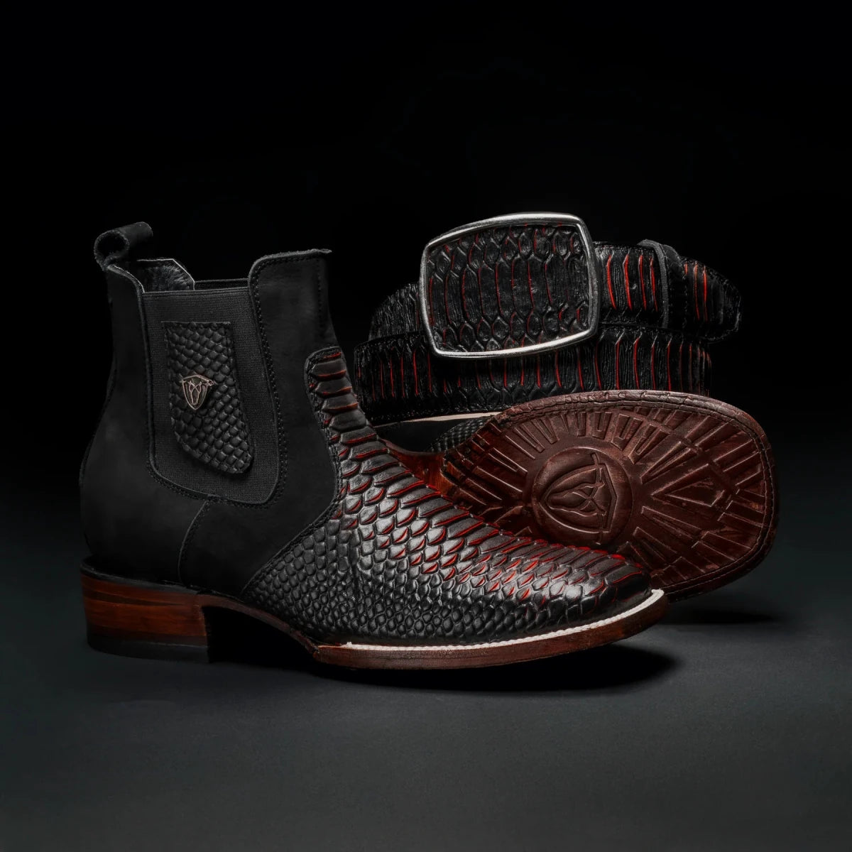 Rodeo Cartie Mamba Strike Phyton Print Square Toe Ankle Boots – Belt C ...