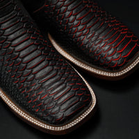Rodeo Cartie Men”s Mamba Strike Phyton Square Toe Boot–Belt Combo–Red Venom - OriginalWestern.com