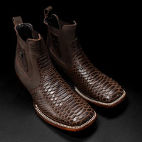 Rodeo Cartie Men”s Mamba Strike Phyton Tribute Toe Boot–Belt Combo–Tobacco - OriginalWestern.com
