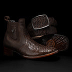 Rodeo Cartie Men”s Mamba Strike Phyton Tribute Toe Boot–Belt Combo–Tobacco - OriginalWestern.com