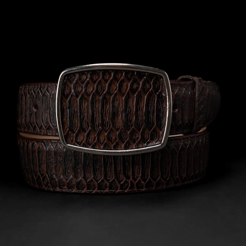 Rodeo Cartie Men”s Mamba Strike Phyton Tribute Toe Boot–Belt Combo–Tobacco - OriginalWestern.com
