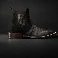 Rodeo Cartie Men”s Mamba Strike Python Tribute Ankle Toe Boot–Midnight - OriginalWestern.com