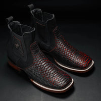 Rodeo Cartie Men”s Mamba Strike Python Tribute Ankle Toe Boot–Red Venom - OriginalWestern.com