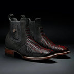 Rodeo Cartie Men”s Mamba Strike Python Tribute Ankle Toe Boot–Red Venom - OriginalWestern.com
