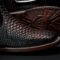 Rodeo Cartie Men”s Mamba Strike Python Tribute Ankle Toe Boot–Red Venom - OriginalWestern.com