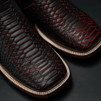 Rodeo Cartie Men”s Mamba Strike Python Tribute Ankle Toe Boot–Red Venom - OriginalWestern.com
