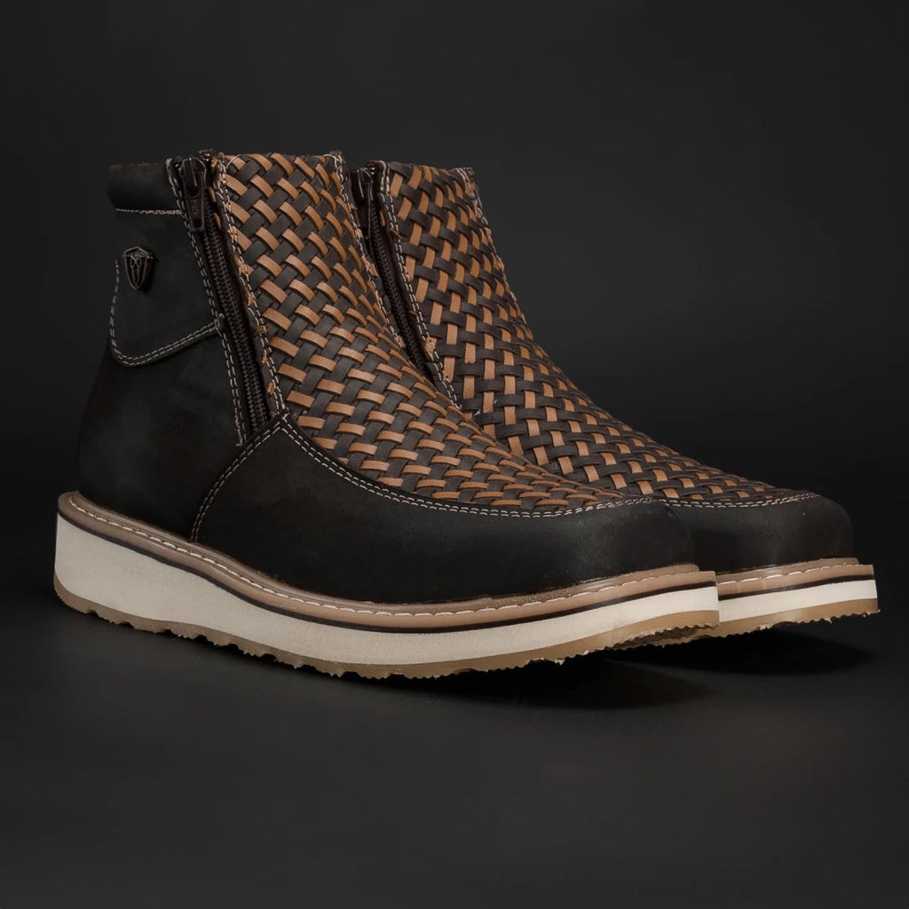 Rodeo Cartie Men”s Marcoa Contemporany Braided Western Boot–Brown - OriginalWestern.com