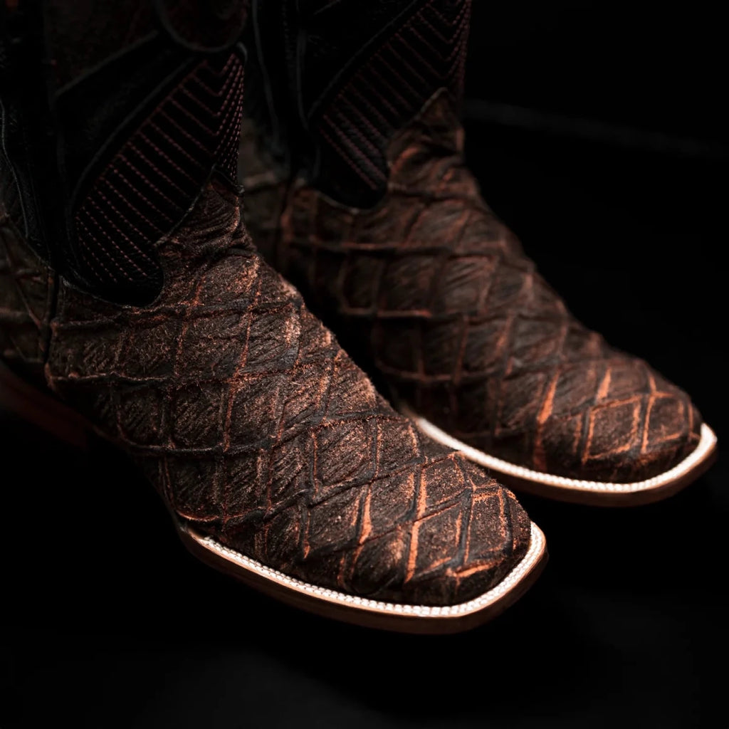 Rodeo Cartie Men”s Monster Fish Royal Pirarucu 4D Boot–Cognac - OriginalWestern.com