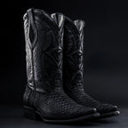 Rodeo Cartie Men”s Phyton Original Exotic Cowboy Western Boot–Black Matte - OriginalWestern.com