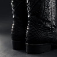 Rodeo Cartie Men”s Phyton Original Exotic Cowboy Western Boot–Black Matte - OriginalWestern.com