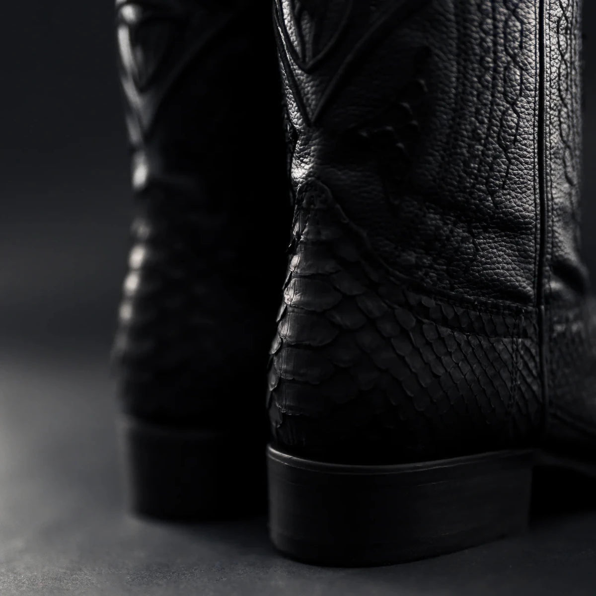 Rodeo Cartie Men”s Phyton Original Exotic Cowboy Western Boot–Black Matte - OriginalWestern.com