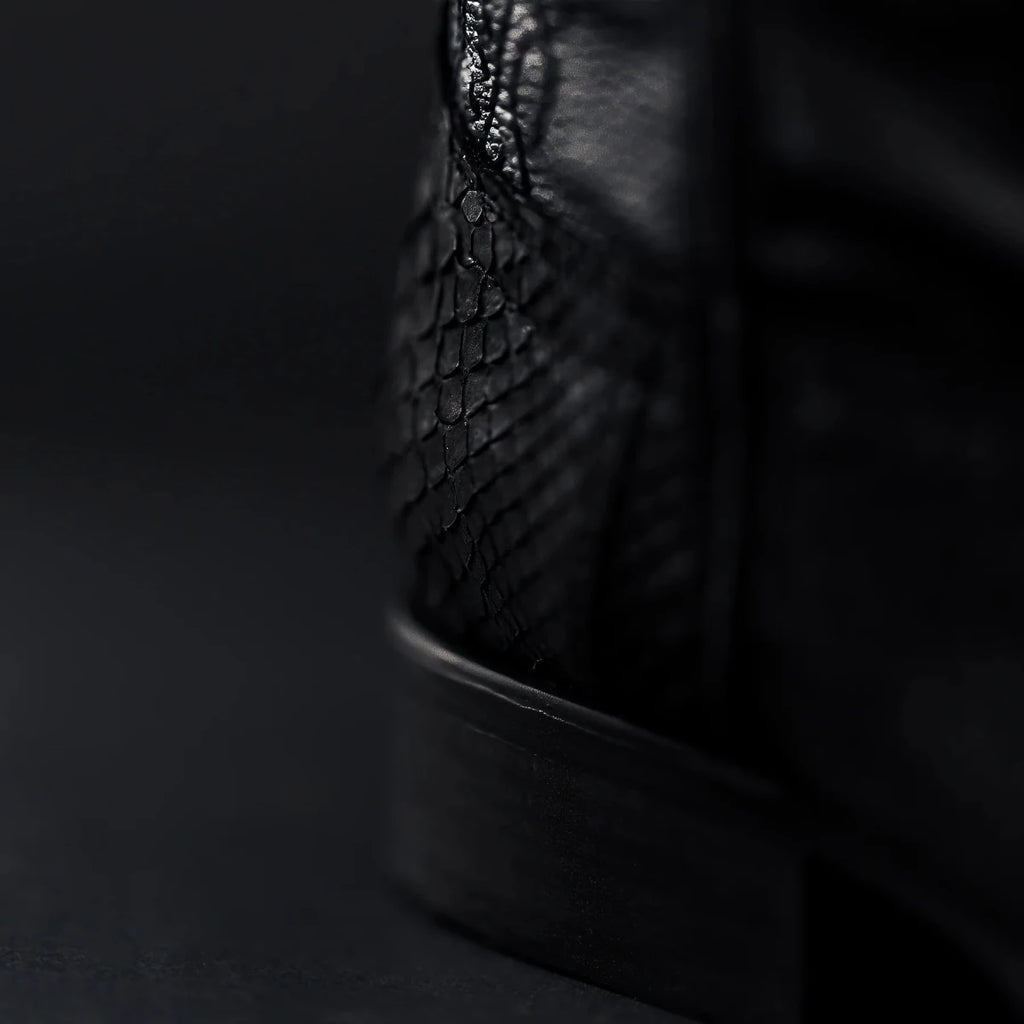 Rodeo Cartie Men”s Phyton Original Exotic Cowboy Western Boot–Black Matte - OriginalWestern.com