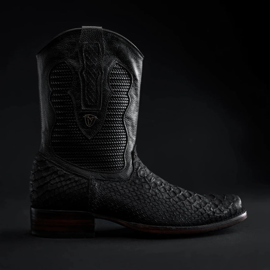 Rodeo Cartie Men's Roma Frontier Exotic Original Phyton Boots–Black - OriginalWestern.com