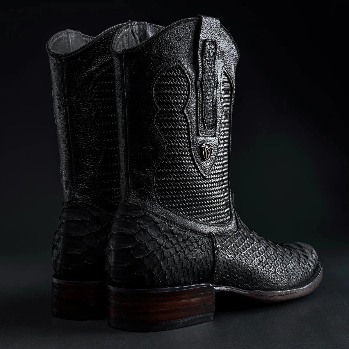 Rodeo Cartie Men's Roma Frontier Exotic Original Phyton Boots–Black - OriginalWestern.com