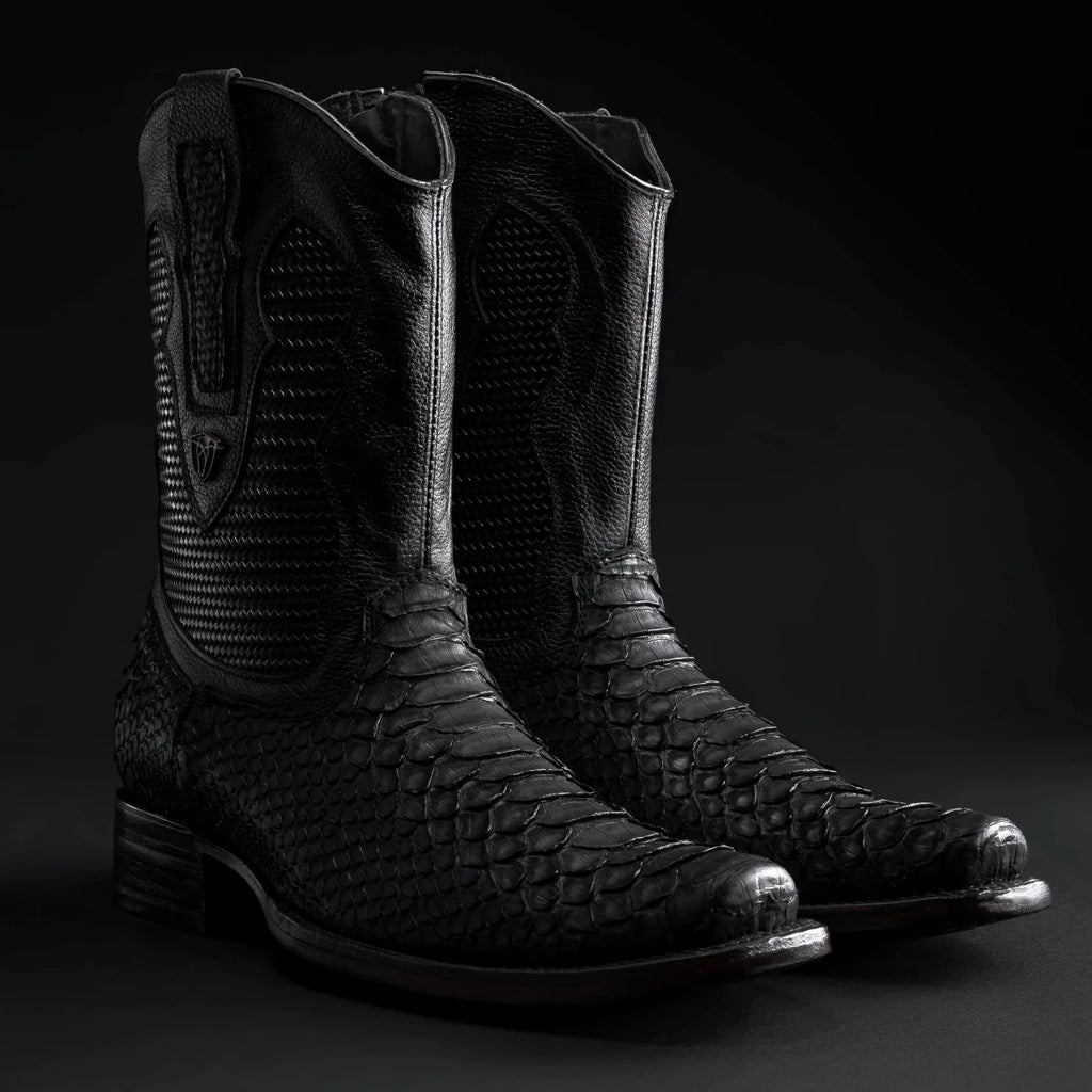 Rodeo Cartie Men's Roma Frontier Exotic Original Phyton Boots–Black - OriginalWestern.com