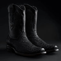 Rodeo Cartie Men's Roma Frontier Exotic Original Phyton Boots–Black - OriginalWestern.com