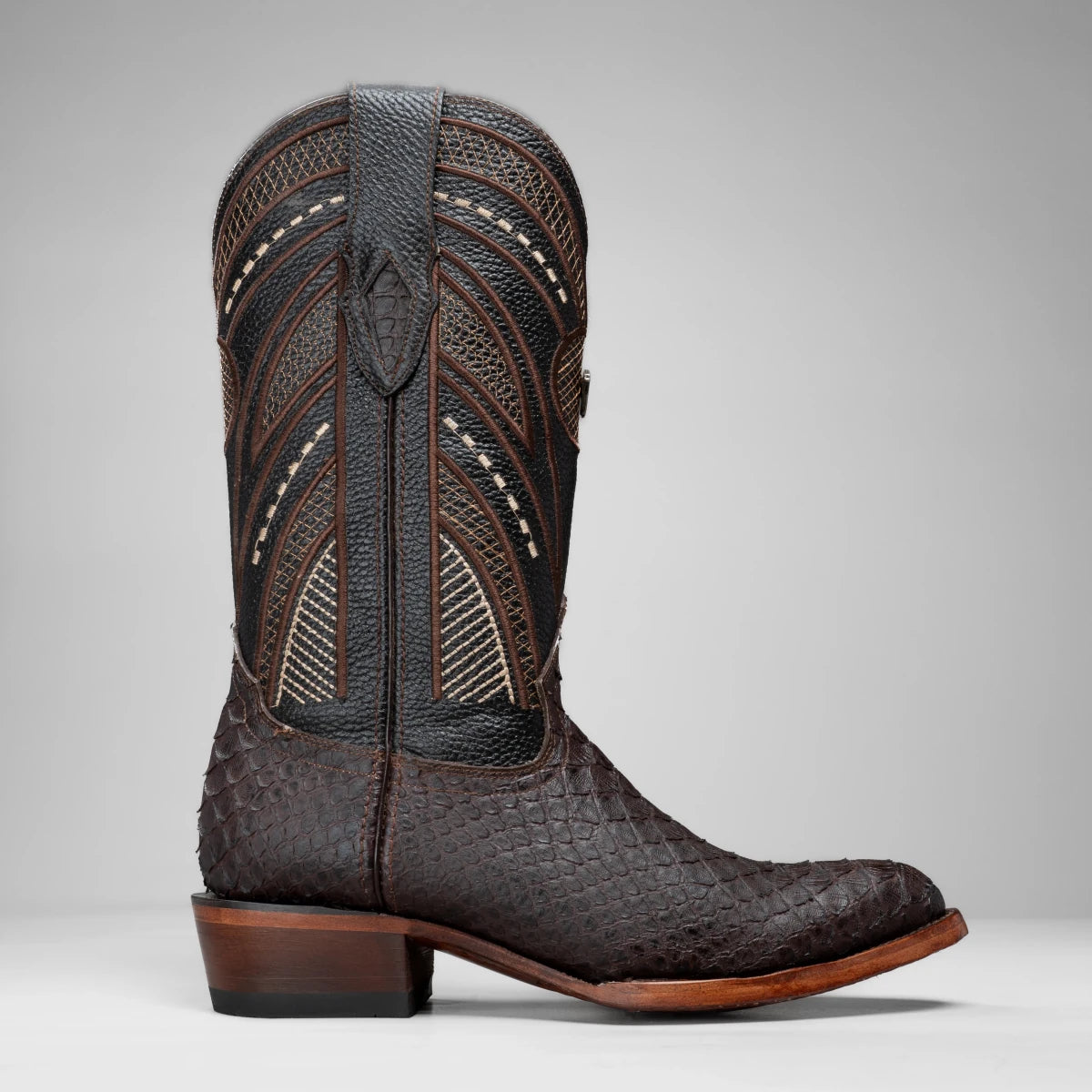 Rodeo Cartie Men's Sierra Phyton Tribute J-Toe Cowboy Western Boots – Brown - OriginalWestern.com