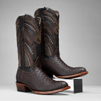 Rodeo Cartie Men's Sierra Phyton Tribute J-Toe Cowboy Western Boots – Brown - OriginalWestern.com
