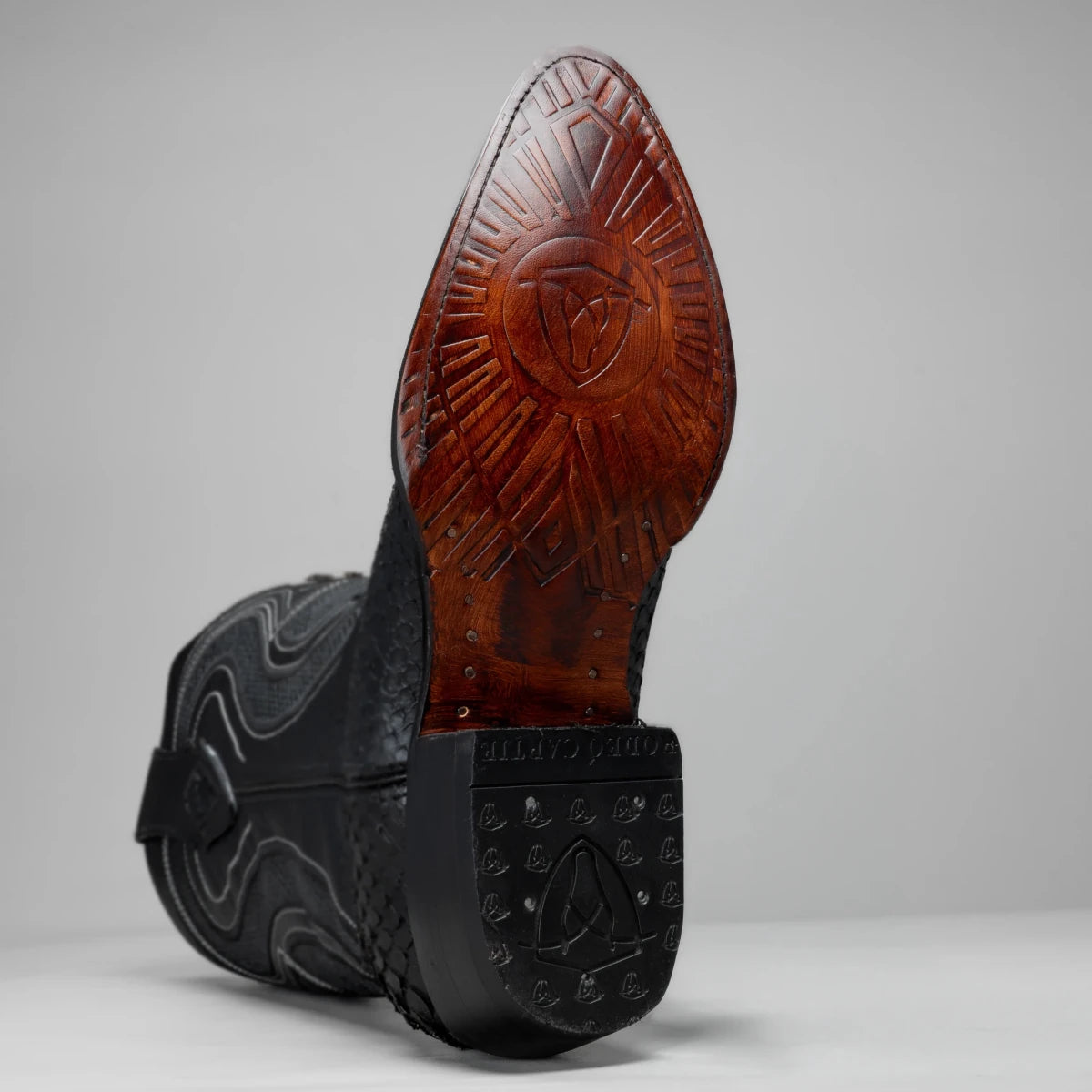 Rodeo Cartie Men's Sierra Phyton Tribute J-Toe Western Cowboy Boots – Black Matte - OriginalWestern.com