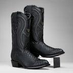 Rodeo Cartie Men's Sierra Phyton Tribute J-Toe Western Cowboy Boots – Black Matte - OriginalWestern.com