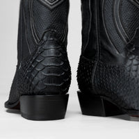 Rodeo Cartie Men's Sierra Phyton Tribute J-Toe Western Cowboy Boots – Black Matte - OriginalWestern.com