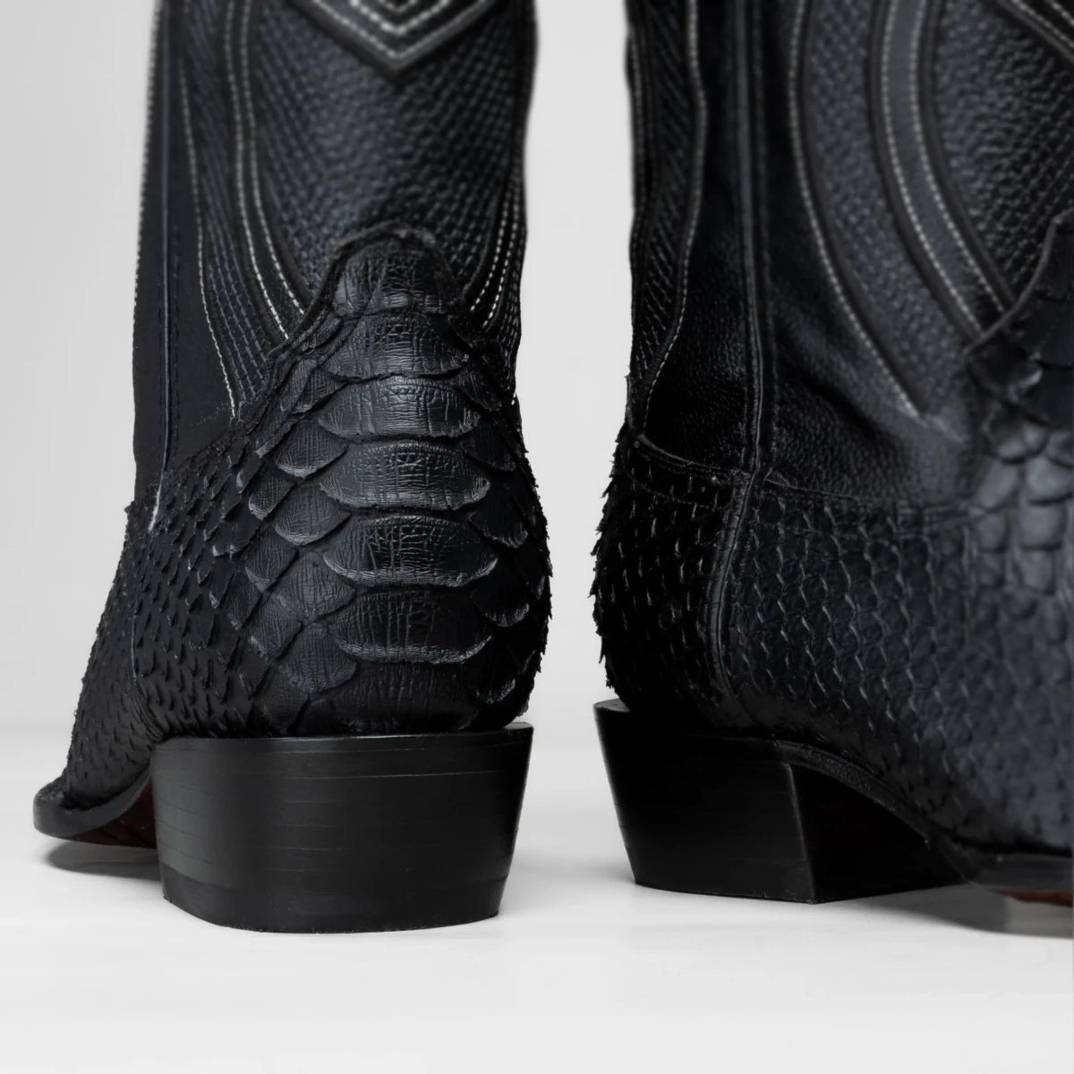 Rodeo Cartie Men's Sierra Phyton Tribute J-Toe Western Cowboy Boots – Black Matte - OriginalWestern.com