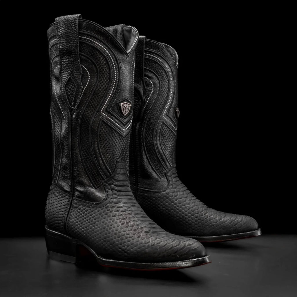 Rodeo Cartie Men”s Sierra Phyton Tribute Western Boot–Black Matte - OriginalWestern.com