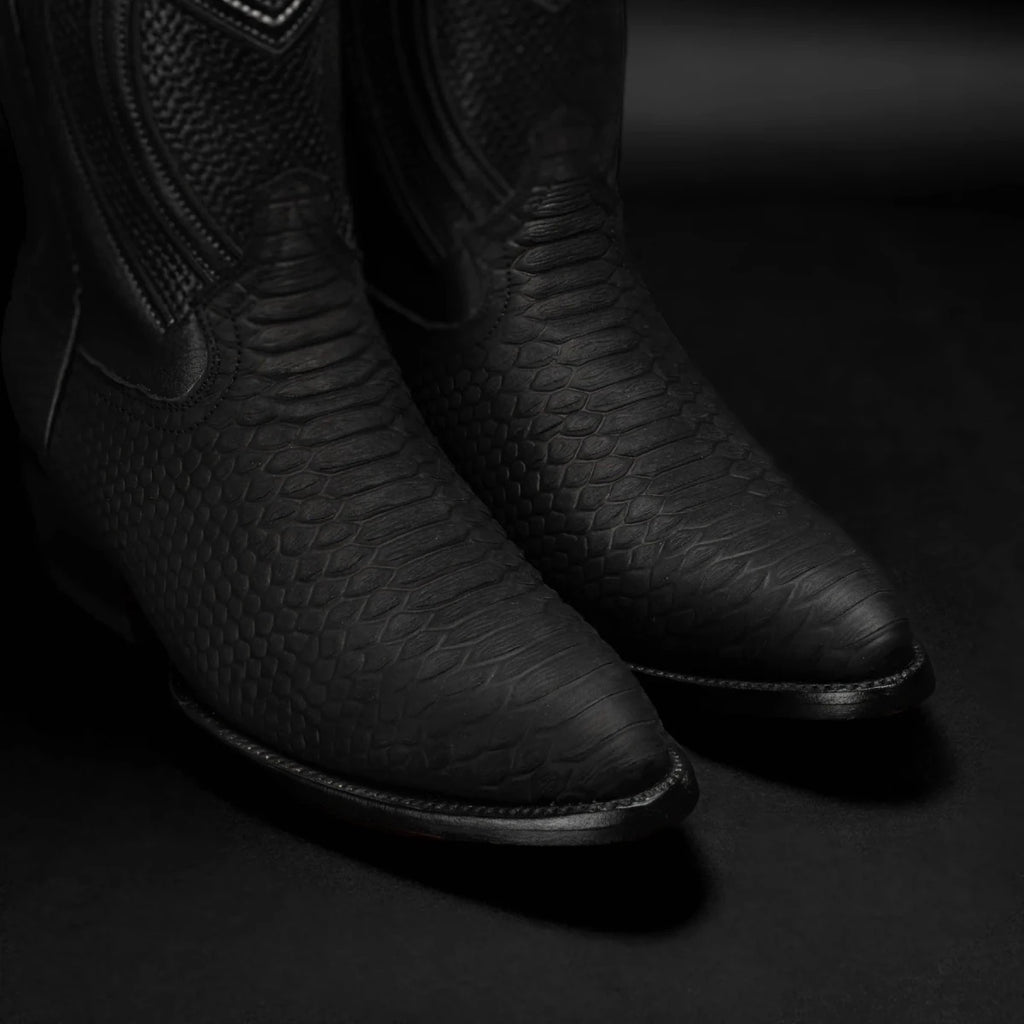 Rodeo Cartie Men”s Sierra Phyton Tribute Western Boot–Black Matte - OriginalWestern.com
