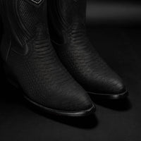 Rodeo Cartie Men”s Sierra Phyton Tribute Western Boot–Black Matte - OriginalWestern.com
