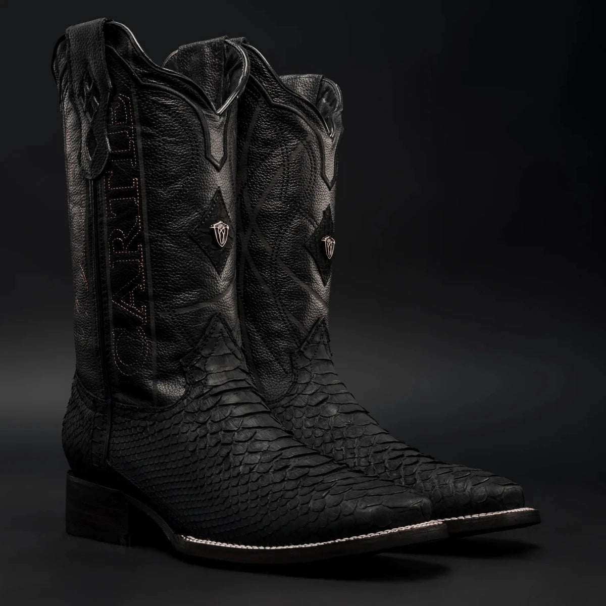 Rodeo Cartie Phyton Original Exotic Cowboy Western Boots–Black Mate - OriginalWestern.com
