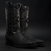 Rodeo Cartie Phyton Original Exotic Cowboy Western Boots–Black Matte .. - OriginalWestern.com