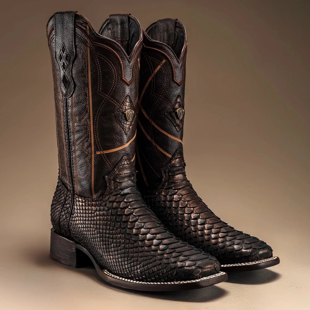 Rodeo Cartie Phyton Original Exotic Cowboy Western Boots–Shadow Gold ...